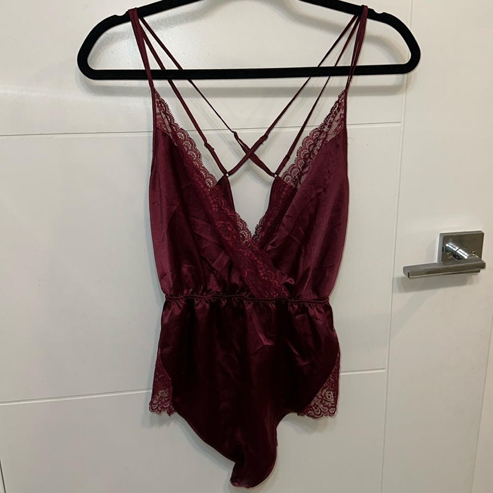 Lasenza burgundy/wine coloured satin romper